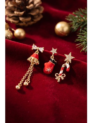 Christmas Koleksiyonu Zirkon Taşlı Yılbaşı Küpe Midastech