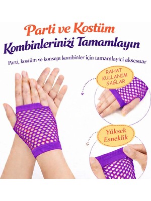 Freedom Storee 80’ler 90’lar Retro Mor File Parmaksız Kısa Eldiven 11 cm