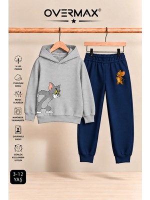 Overmax Çocuk Tom & Jerry Baskılı Kapüşonlu Eşofman Takımı – 3-12 Yaş