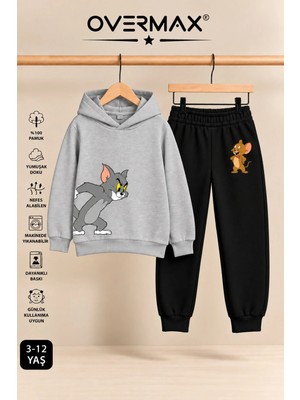 Overmax Çocuk Tom & Jerry Baskılı Kapüşonlu Eşofman Takımı – 3-12 Yaş