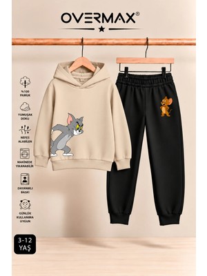 Overmax Çocuk Tom & Jerry Baskılı Kapüşonlu Eşofman Takımı – 3-12 Yaş