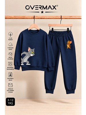 Overmax Çocuk Tom & Jerry Baskılı Kapüşonsuz Eşofman Takımı – 3-12 Yaş