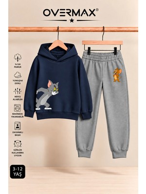 Overmax Çocuk Tom & Jerry Baskılı Kapüşonlu Eşofman Takımı – 3-12 Yaş
