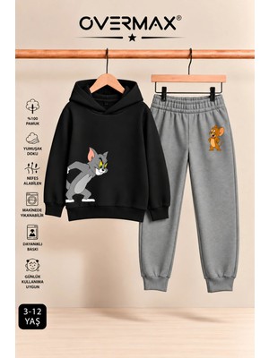 Overmax Çocuk Tom & Jerry Baskılı Kapüşonlu Eşofman Takımı – 3-12 Yaş