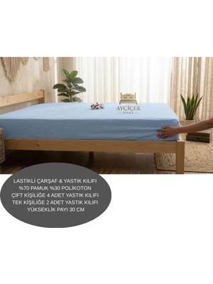 Ayçiçek Home Çift Kişilik Lastikli Çarşaf Seti 180/200 Çarşaf Ölçüsü 4 Adet Yastık Kılıfı