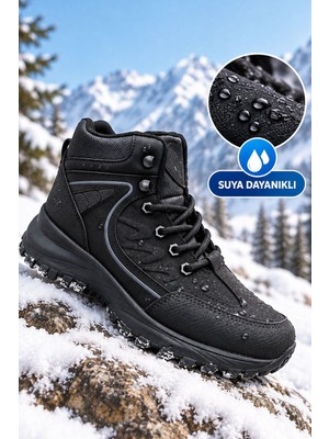 Albishoes Erkek Çocuk Fermuarlı Suya Dayanıklı Soğuk Geçirmez Kışlık Trekking Outdoor Bot