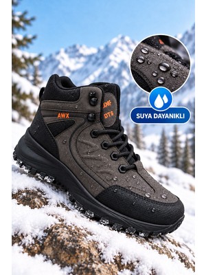 Albishoes Erkek Çocuk Fermuarlı Suya Dayanıklı Soğuk Geçirmez Kışlık Trekking Outdoor Bot
