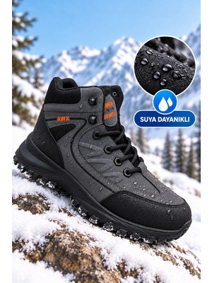 Albishoes Erkek Çocuk Fermuarlı Suya Dayanıklı Soğuk Geçirmez Kışlık Trekking Outdoor Bot