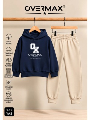 Overmax ® Baskılı Çocuk Kapüşonlu Eşofman Takımı – 3-12 Yaş