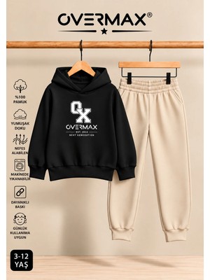 Overmax ® Baskılı Çocuk Kapüşonlu Eşofman Takımı – 3-12 Yaş