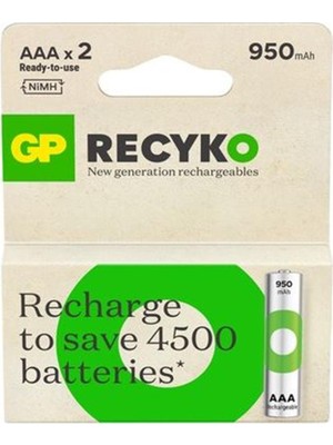 Gp Aaa 950 Mah Şarjlı Ince Kalem Pil 2'li Paket GP100AAHCEMTR-2GB