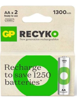 Gp Aa 1300 Mah Şarjlı Kalem Pil 2'li Paket GP130AAHCEMTR-2GB
