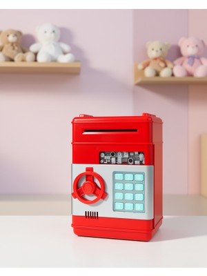 Kaliteyi Bul Şifreli Kırmızı Atm Tasarımı Kumbara 1200ML
