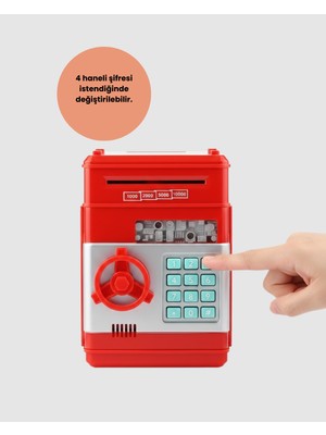 Kaliteyi Bul Kırmızı Atm Tasarımlı Şifreli Para Kasası