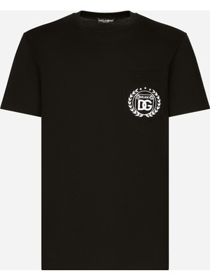 Dolce & Gabbana Dg Milano Çelenk Nakışlı Pamuklu Jarse Tişört G8RA2Z G7PZE N0000