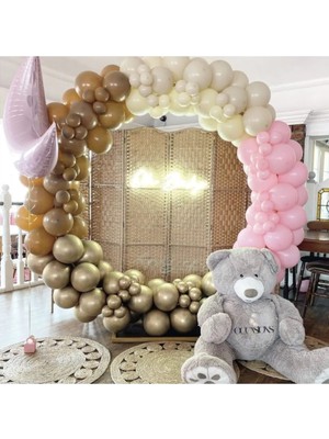 Pazariz Krom Gold Makaron Pembe Deniz Kumu ve Karamel Balon Zinciri 100 Adet