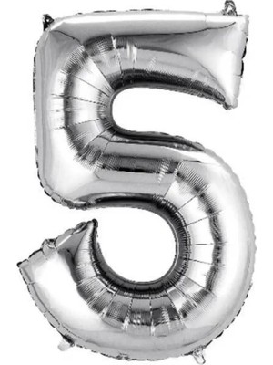Pazariz 5 Rakam Folyo Gümüş Balon Küçük 35 cm