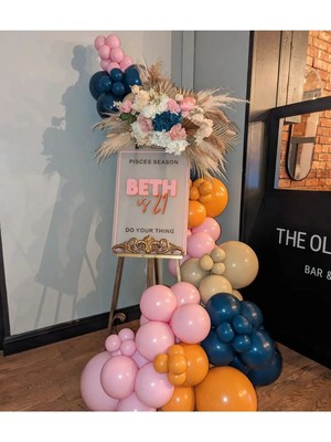 Pazariz Makaron Pembe Şeftali Gece Mavisi ve Deniz Kumu Balon Zinciri 100 Adet