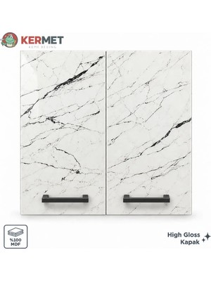 Kermet Home Kermethome 60 cm %100 Mdf Mutfak Üst Dolabı 2 Kapaklı Raflı Efes Antik Beyaz