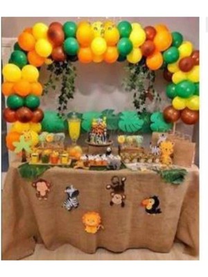 Pazariz 100 Adet Metalik Balon ve 5 Metre Balon Zinciri Seti, Safari Orman Temalı Uçan Balon Parti Seti