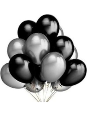 Pazariz Fırsat Ayı 50 Adet Metalik Sedefli Uçan Balon (Siyah -Gümüş Karışık) Balon