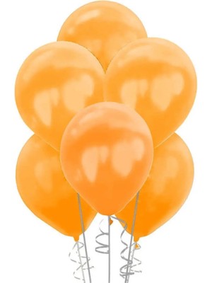 Pazariz 12 Inç Standart Boy Metalik Balon 10 Adet Turuncu