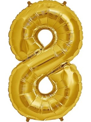 Pazariz Şekilli Supershape Gold Rakam Folyo Balon 8 Numara