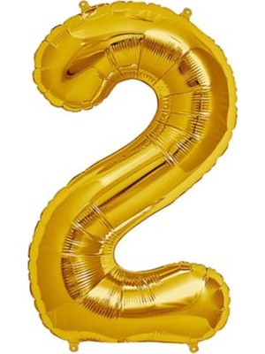 Pazariz Şekilli Supershape Gold Rakam Folyo Balon 2 Numara