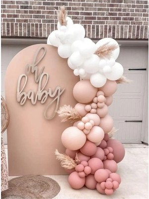 Pazariz Pastel Beyaz Pink Blush ve Rosewood Balon Zinciri 100 Adet