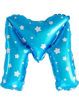 Pazariz M Harf Mavi Folyo Balon 16 Inc 40 cm
