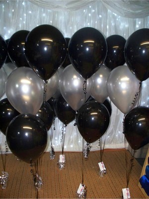 Pazariz Fırsat Ayı 50 Adet Metalik Balon (Siyah - Gümüş Gri Karışık) Uçan Balon
