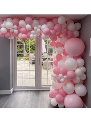Pazariz Pastel Pembe Beyaz Balon Zinciri 100 Adet