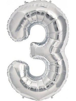 Pazariz Gümüş Folyo Balon 3 Rakamı