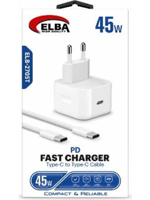Elba ELB-2705T 45W Beyaz Type- C To Type-C Ios Set