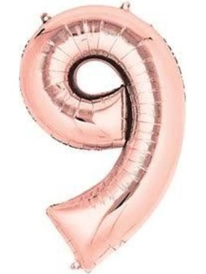 Pazariz Golden Rose Rakam Folyo Balon ( 9 ) 34 Inç 76 cm