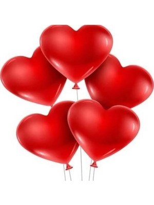 Pazariz Balon Kalp Şekilli Balon Kırmızı Lateks Balon 100 Adet