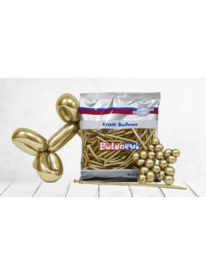 Pazariz Gold Krom Sosis Balon 10 Adet