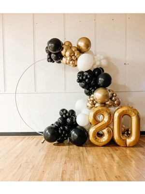 Pazariz Krom Gold Pastel Siyah ve Beyaz Balon Zinciri 100 Adet