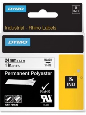 Dymo 18057 Rhinopro Isıyla Küçülen ŞERIT19MMX1,5M Beyaz/siyah