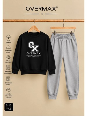 Overmax ® Baskılı Çocuk Sweatshirt & Eşofman Altı Takım – 3-12 Yaş