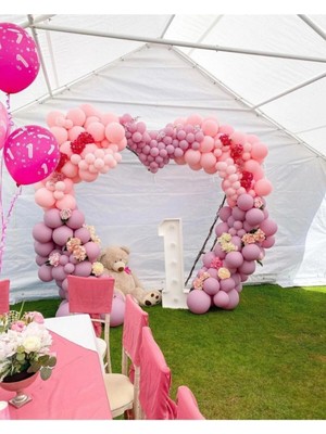 Pazariz Pastel Makaron Pembe ve Yaban Çileği Balon Zinciri 100 Adet