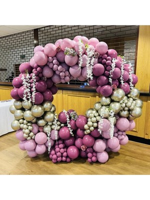 Pazariz Krom Beyaz Altın Yaban Çileği ve Toz Pembe Balon Zinciri 100 Adet