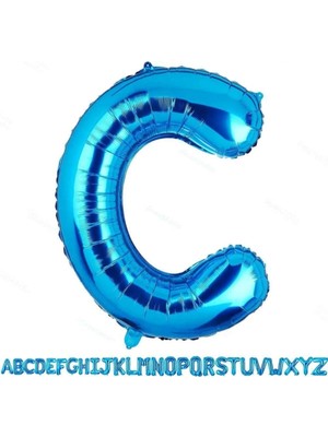 Pazariz 1 Metre Mavi C Harfi Folyo Harf Balon Mavi C Harf Folyo Balon C Harf Balon Gecelere Özel