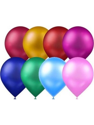 Pazariz Atom Balon Atom Balon Metalik Karışık Renkli Balon 12 Inç 100 Adet