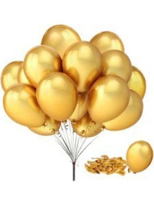 Pazariz 12 Inç Standart Boy Metalik Balon 10 Adet Altın