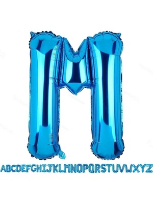 Pazariz 1 Metre Mavi M Harfi Folyo Harf Balon Mavi M Harf Folyo Balon M Harf Balon Balonu Mavi