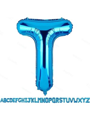 Pazariz Fırsat Ayı 1 Metre Mavi T Harfi Folyo Harf Balon Mavi T Harf Balon Ultra Dev Balon