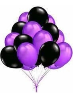 Pazariz 50 Adet Metalik Sedefli Uçan Balon Mor-Siyah Karışık Balon