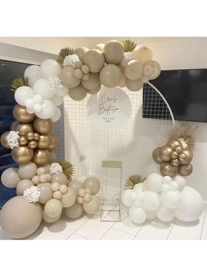 Pazariz Krom Gold Beyaz ve Taş Rengi Balon Zinciri 100 Adet