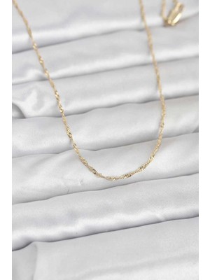 Bin1çeşit Şık Altın Renk Burgu 60 cm Kadın Kolye